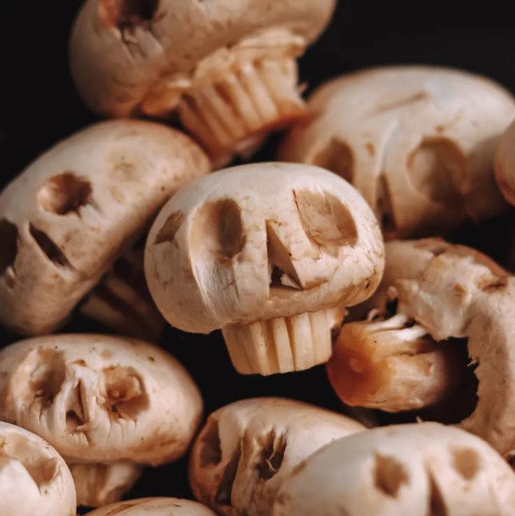 Colorful Halloween mushrooms glowing under moonlight — a surreal psychedelic scene representing Smiles High Club’s “Tricks, Treats, and Trips” blog about the magic of Halloween and mushrooms.