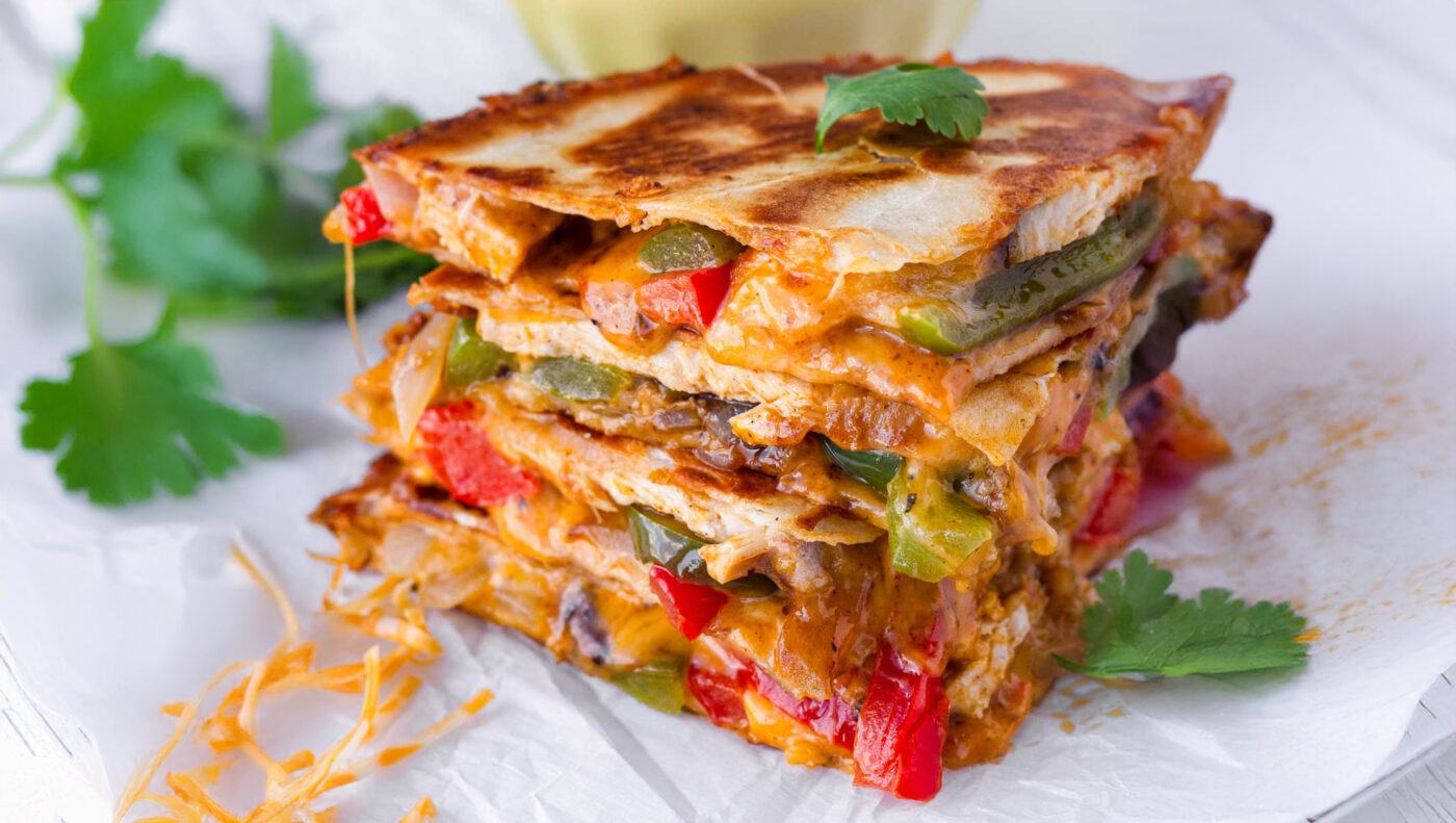 Magic mushroom quesadilla with melted cheese, crispy tortilla, and golden brown edges